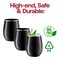 Black with Silver Elegant Stemless Plastic Wine Glasses - 12 oz. (64 Glasses)